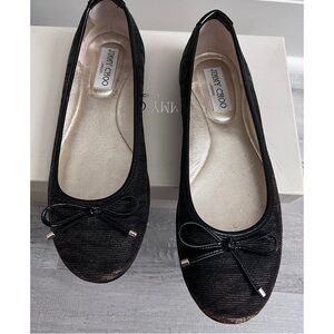 JIMMY CHOO Authentic Size 36 Metallic Black and Brown Tiger Stripe Balle…